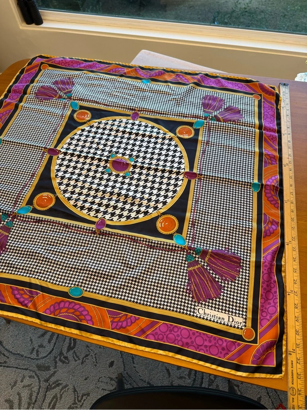 Large vintage Christian Dior silk twill scarf